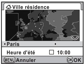 PENTAX K-5 II - Utilisez le bouton de navigation (◀▶) pour sélectionner une ville. - 1