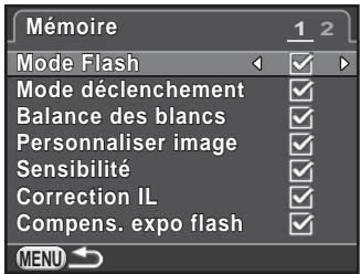 PENTAX K500 - Sélection des réglages à enregistrer dans l'appareil (Mémoire) - 2