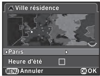PENTAX K500 - Utilisez le bouton de navigation (◀▶) pour sélectionner une ville. - 1