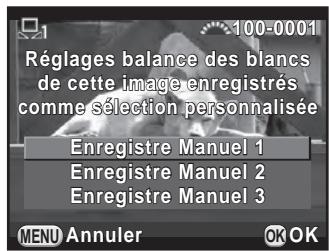 PENTAX K500 - Appuyez sur le bouton de navigation (▲▼) pour sélectionner un numéro et appuyez sur le bouton OK. - 1