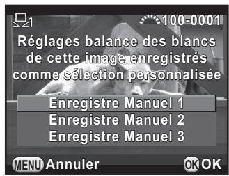PENTAX K30 - Appuyez sur le bouton de navigation ( ) pour selectionner un numero et appuyez sur le bouton OK. - 1