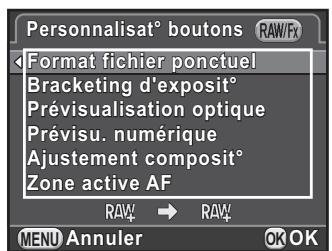 PENTAX K30 - Sélectionnez [Personnalisat° boutons] dans le menu [Mode pr. de vue 4] et appuyez sur le bouton de navigation (▶). - 2