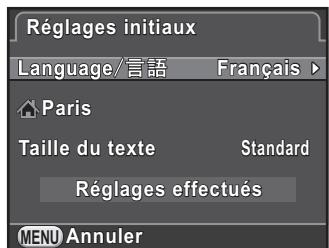 PENTAX K30 - Sélectionnez la langue souhaitée à l'aide du bouton de navigation (▲▼▲▶) puis appuyez sur le bouton OK. - 1