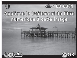 PENTAX K30 - Tournez la molette avant ( ) pour sélectionner une image pour l'application des mêmes effets de filtrres et appuyez sur le bouton OK. - 1