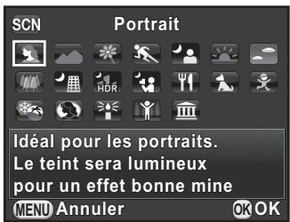 PENTAX K30 - Utilisez le bouton de navigation (  ) ou la molette arrière ( ) pourCHOISIR un mode scene puis appuyez sur le bouton OK. - 1