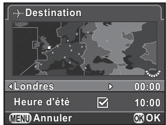 PENTAX K30 - Utilisez le bouton de navigation (▲▶) pour sélectionner une ville de destination. - 1