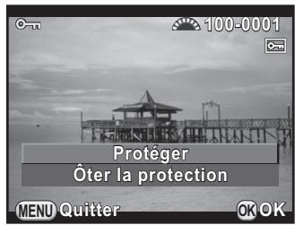 PENTAX K30 - Appuyez sur le bouton de navigation () pour selectionner [Protégier] puis appuyez sur le bouton OK. - 1
