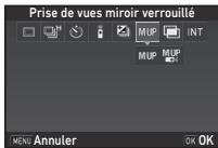 PENTAX K70 - Sélectionnez M. UP sur l'écran du mode de déclenchement et appuyez sur  . - 1