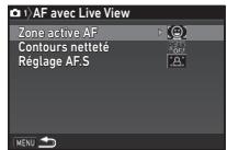 PENTAX K70 - Réglage de la mise au point automatique lors de prise de vue avec Live View - 2