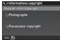 PENTAX K70 - Utilizez « pour définiR [Ajouterinfoscopyright]. - 1