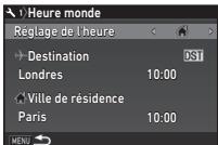 PENTAX K70 - Sélectionnez l'heure que vous souhaitez afficher dans [Réglage de l'heure]. - 1