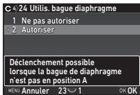 PENTAX K70 - Utilisation de la bague de diaphragme - 1