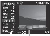 PENTAX K70 - Sélectionnez [Affchage bande film&amp;calendrier]. - 1