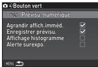 PENTAX KS-2 - Sélection des réglages de l'affichage de la prévisualisation numérique - 1