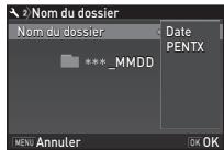 PENTAX KS-2 - Sélectionnez un nom de dossier et appuyez sur OK. - 1