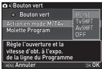 PENTAX KS-2 - Réglage du fonctionnement du bouton vert en mode M/TAV - 1