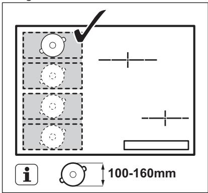 ELECTROLUX EHX9565FOK - Diameter and position of the cookware - 1