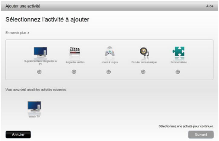Ajouter une activité Aide Sélectionnez l'activité à ajouter En savoir plus > Supplémentaire : Régarder la TV Régarder un film Jouet à un jeu Écouter de la musique Personnelée Vous avez déjà ajouté les activités suivantes. Watch TV Annuler Sélectionnez une activité pour continuer. Suivant