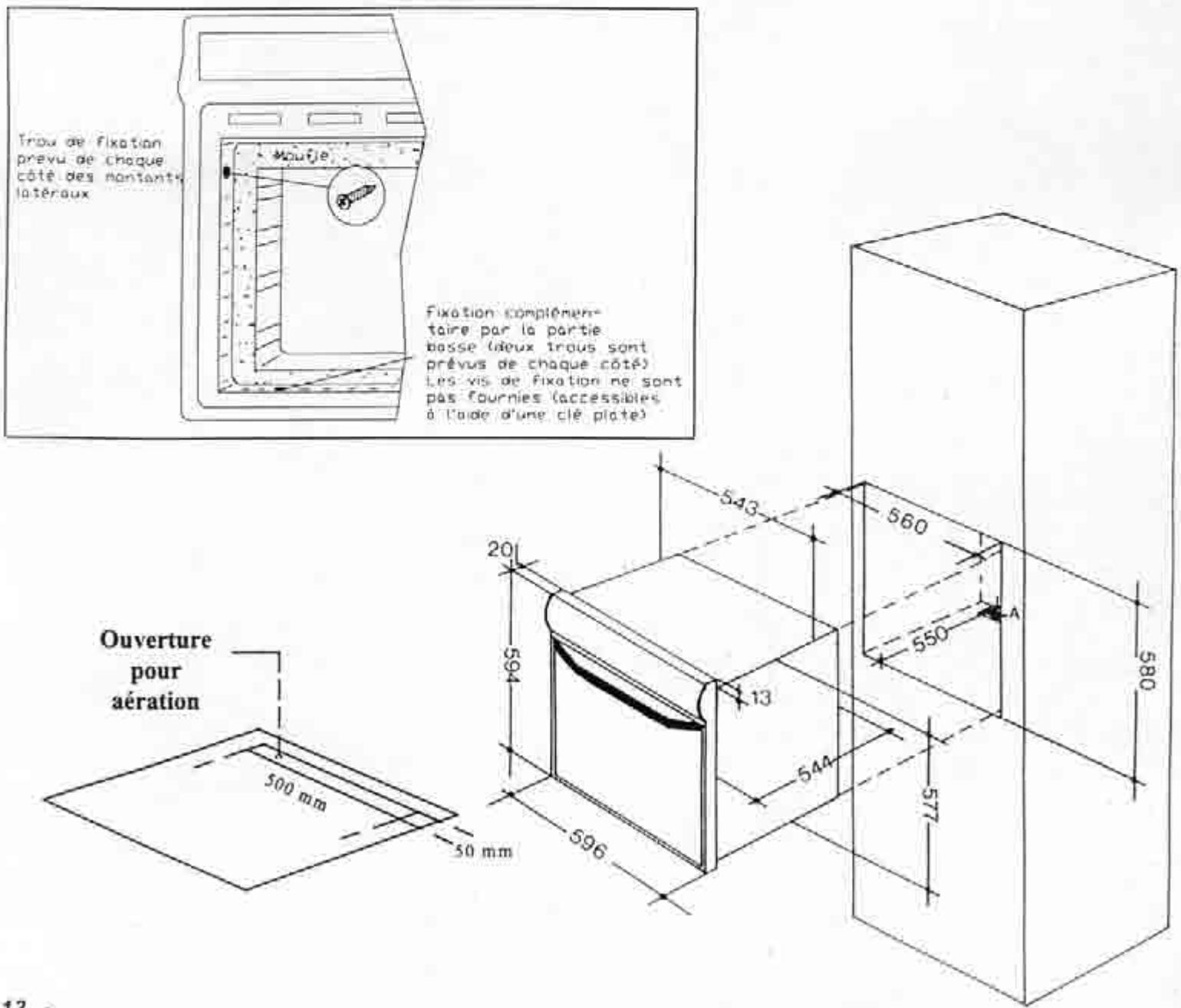 ROSIERES FE 4243 - FIXATION DU FOUR DANS LA NICHE D'ENCASTREMENT. - 1