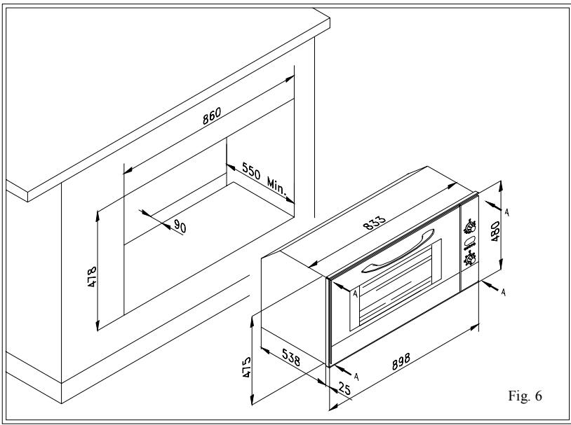 ROSIERES FE9163 - Indications pour l'installation du four dans le meuble (Fig. 6) - 1