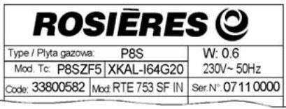 ROSIERES RTF765 - Warnings: - 1