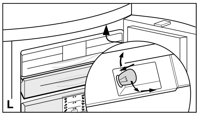 Diagram showing airflow or movement in a room with labeled dimensions and directional arrows indicating flow direction.