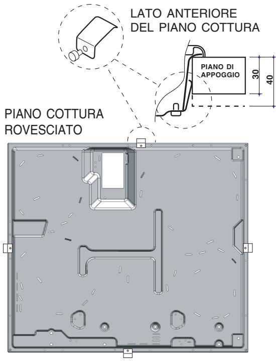 LATO ANTERIORE DEL PIANO COTTURA PIANO DI APPOGGIO 30 40 PIANO COTTURA ROVESCIATO