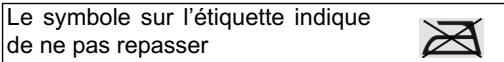 Le symbole sur l'étiquette indique de ne pas repasser