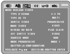DENON DVD-3800 - Lorsque "MENU reglage VIDEO" est sélectionné - 1