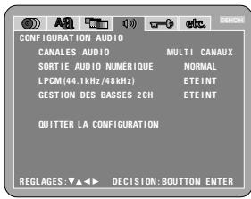 DENON DVD-3800 - Lorsque "configuration AUDIO" est sélectionnée - 1