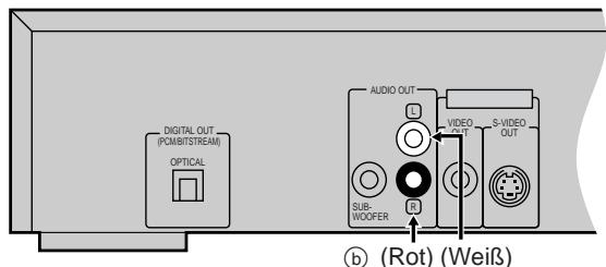 DIGITAL OUT (PCM/EBITSTREAM) OPTICAL AUDIO OUT L VIDEO S-VIDEO OUT SUB- WOOFER R (b) (Rot) (Weiß)