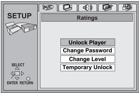 DENON DVD-800 - Lors d'une modification de la protection - 1