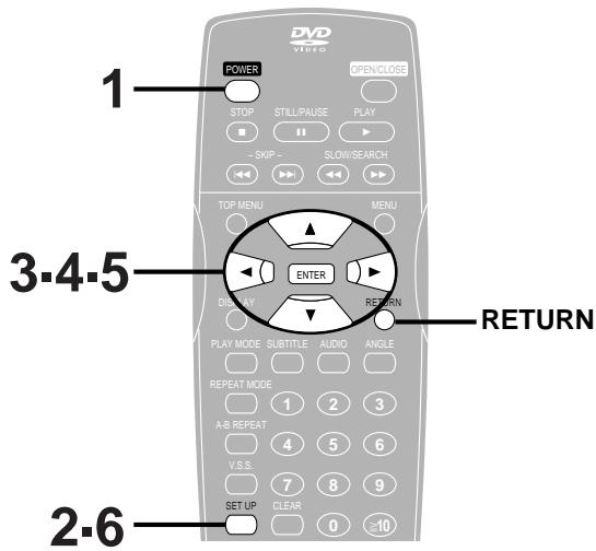 1 POWER OPENCLOSE STOP STILL/PAUSE PLAY ~SKIP SLOW/SEARCH TOP MENU MENU 3.4.5 ENTER RETURN DISPLAY RETURN PLAY MODE SUBTITLE AUDIO ANGLE REPEAT MODE 1 2 3 A-B REPEAT 4 5 6 V.S.S. 7 8 9 SET UP CLEAR 0 ≥10 2.6