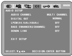 DENON DVD-A1 - Quando si seleziona "AUDIO SETUP" - 1