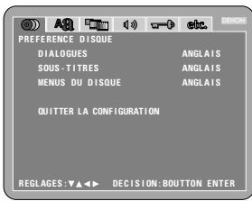 DENON DVD-A1 - Lorsque "PREFERENCE DISQUE" est sélectionnée - 1