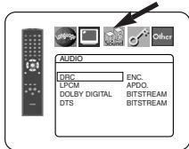 AUDIO DRC ENC. LPCM APDO. DOLBY DIGITAL BITSTREAM DTS BITSTREAM