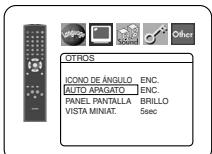 OTROS ICONO DE ÁNGULO ENC. AUTO APAGATO ENC. PANEL PANTALLA BRILLO VISTA MINIAT. 5sec