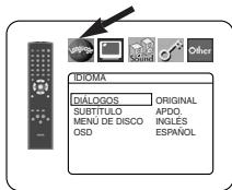 IDIOMA DIÁLOGOS ORIGINAL SUBTÍTULO APDO. MENU DE DISCO INGLES OSD ESPÁNOL