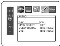 AUDIO LPCM SELECT ON DOLBY DIGITAL OFF BITSTREAM DTS BITSTREAM