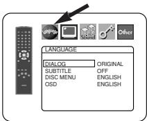 LANGUAGE DIALOG ORIGINAL SUBTITLE OFF DISC MENU ENGLISH OSD ENGLISH
