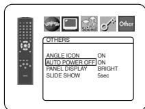 OTHERS ANGLE ICON ON AUTO POWER OFF ON PANEL DISPLAY BRIGHT SLIDE SHOW 5sec
