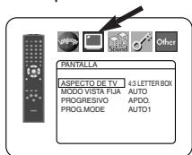 PANTALLA ASPECTO DE TV 43 LETTER BOX MODE VISTA FIJA AUTO PROGRESIVO APDO. PROG.MODE AUTO1