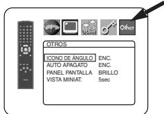 OTROS ICONO DE ÁNGULO ENC. AUTO APAGATO ENC. PANEL PANTALLA BRILLO VISTA MINIAT. 5sec