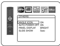 OTHERS ANGLE ICON ON AUTO POWER OFF ON PANEL DISPLAY BRIGHT SLIDE SHOW 5sec