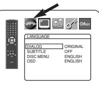 LANGUAGE DIALOG ORIGINAL SUBTITLE OFF DISC MENU ENGLISH OSD ENGLISH