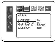 OTHERS ANGLE ICON ON AUTO POWER OFF ON PANEL DISPLAY BRIGHT SLIDE SHOW 5sec
