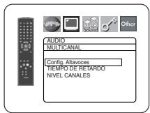 AUDIO MULTICANAL Config. Altavoces TIEMPO DE RETARDO NIVEL CANALES