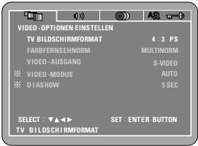 DENON DVD-M330 - Wenn "VIDEO-OPTIONEN EINSTELLLEN" angewählt ist - 1