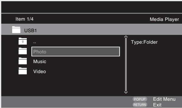 DENON DBP-2012UDC - Select a folder to be played with △▽◀, then press ENTER. - 1