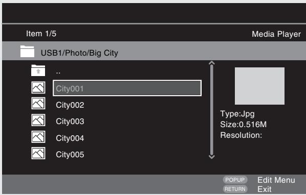 DENON DBP-2012UDC - Select a file to be played on the file list on the screen with , then press ENTER. - 1